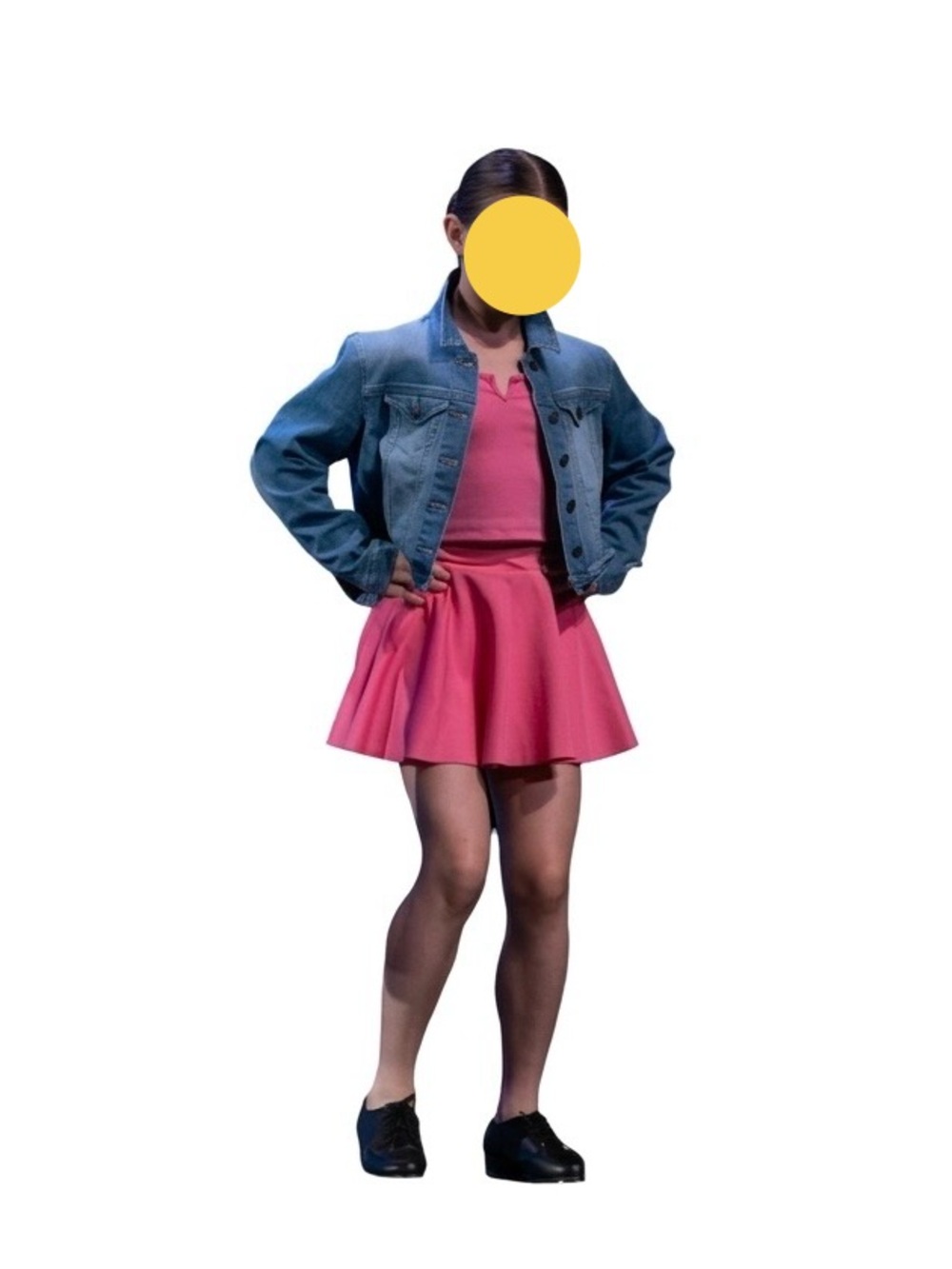 Weissman | Three-Piece Hot Pink A-Line Dance Skirt, Top, Denim Jean Jacket, LC